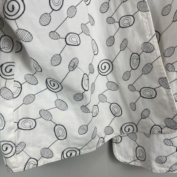 Lucy & Laurel Jacket Womens 2X White Gray‎ Geometric Cotton Open Front Artsy Art - Picture 5 of 8